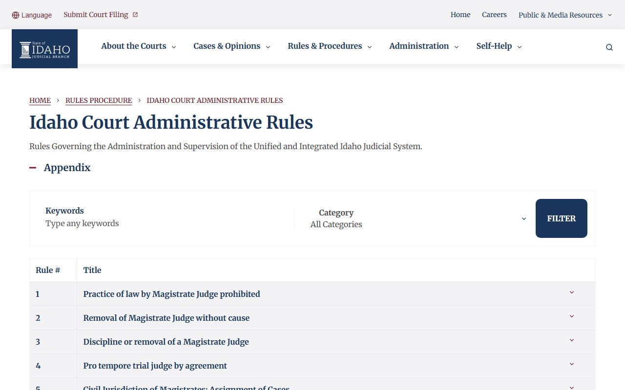 Teton County court records Idaho Court Administrative Rule 32 source