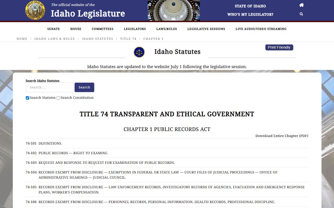 Teton County court records Idaho Public Records Act source