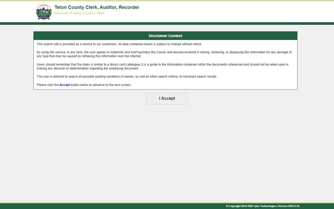 Teton County court records Tyler recorded document portal
