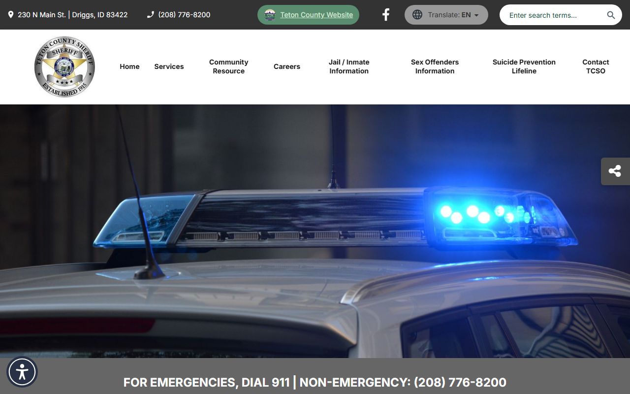 Teton County court records sheriff office homepage