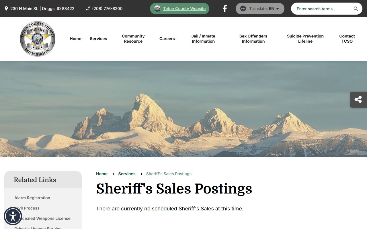 Official Teton County sheriff sale postings page